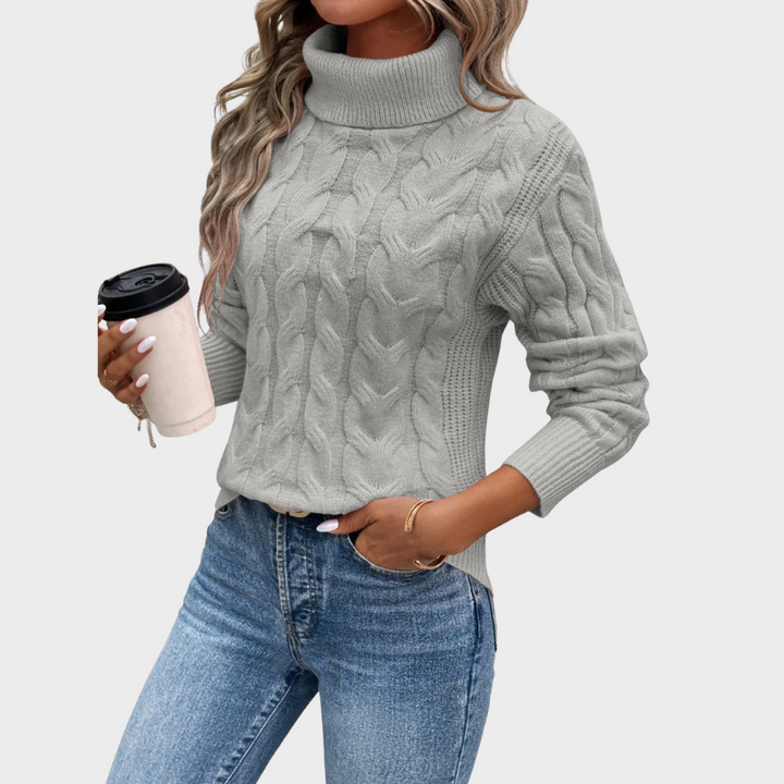 Elise | Coltrui Met Gebreide Kabel | Dames Sweater Trui