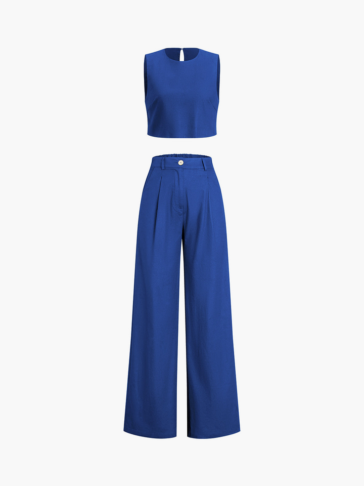 Dima | Boho Twee-Delige Set Met Broek | Wijd Uitlopende Broek | Casual Crop Top