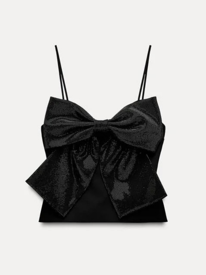 Line | Zwarte Glitter Strik Dames Top