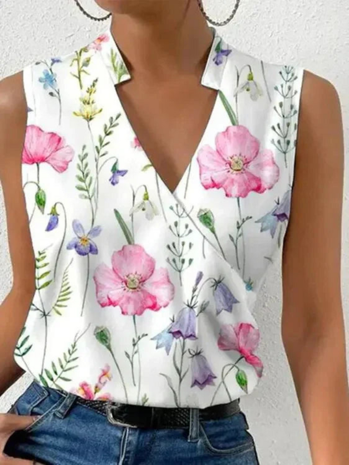 Nella | Stijlvol Mouwloos Dames Zomer Top met V-hals | Casual Vrouwen Blouse