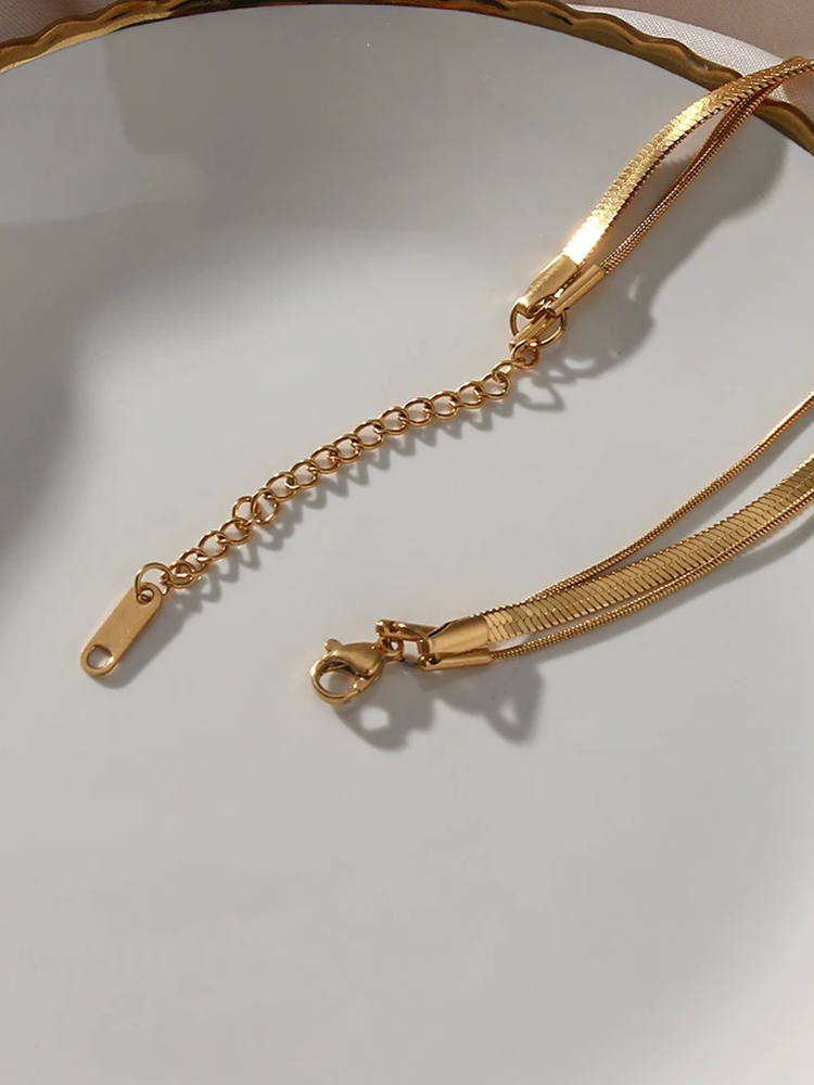 Zuley | 3-Laagse Snake Chain Ketting Goud | Trendy & Luxe Look
