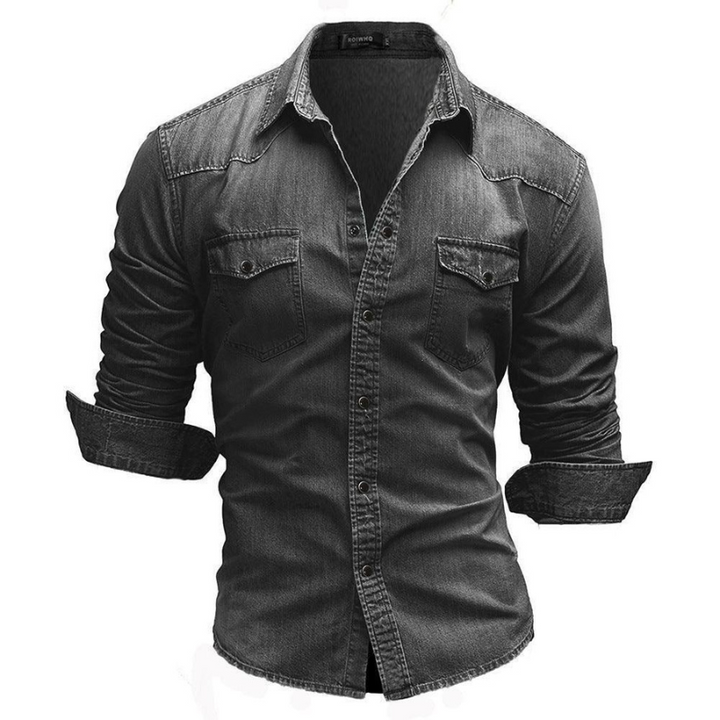 Adi | Denim Retro Heren Overhemd | Stijlvolle Casual Kleding