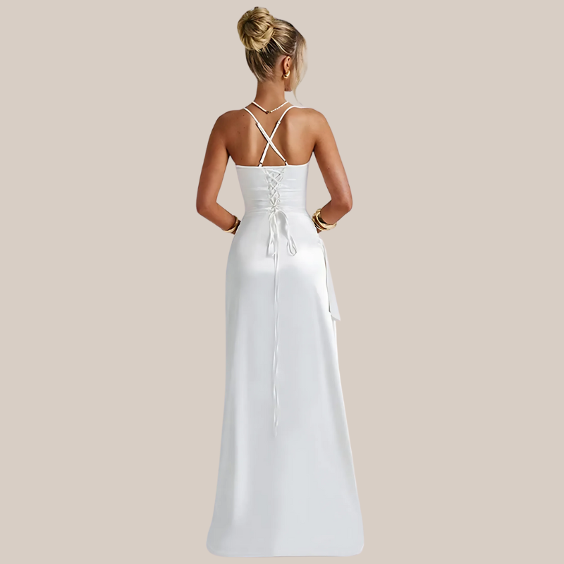 Jatti | Elegante Dames Jurk | Maxi Jurk met Spaghettibandjes en Hoge Split
