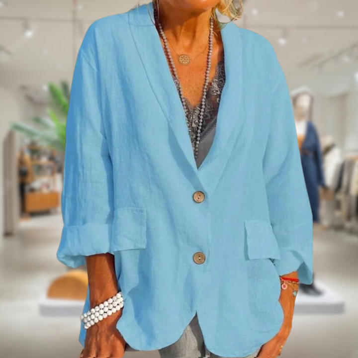 Linah | Trendy Dames Jas | Linnen Zomerjas | Luchtig En Verfijnd | Perfect Voor Zomerse Dagen
