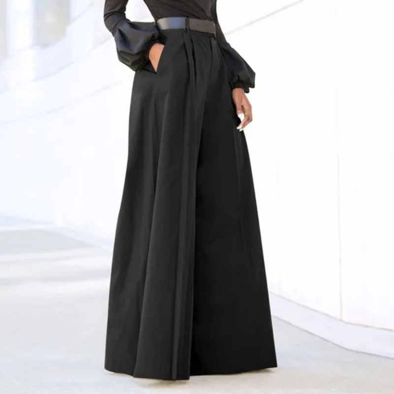 Nora | Dames Effen Broek Met Wijde Pijpen | Comfortabele & Moderne Design