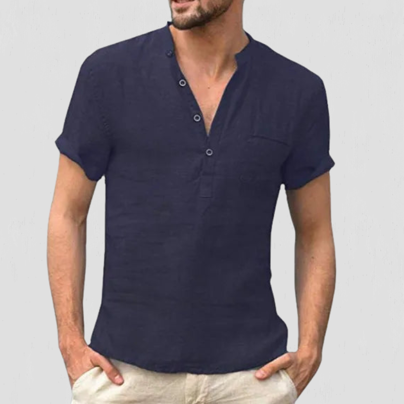 Ricks | Linnen Heren Blouse | Overhemd Met Korte Mouwen | Lente/Zomer
