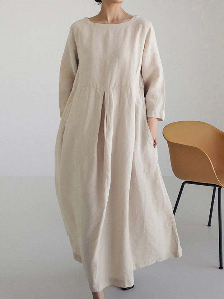 Leylita | Dames Chique Linnen Maxi-jurk met Elegante Losvallende Snit