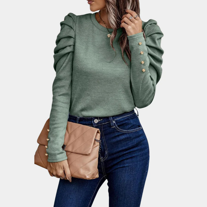 Nicky | Dames Blouse | Effen Blouse Top met Pofmouwen voor Vrouwen