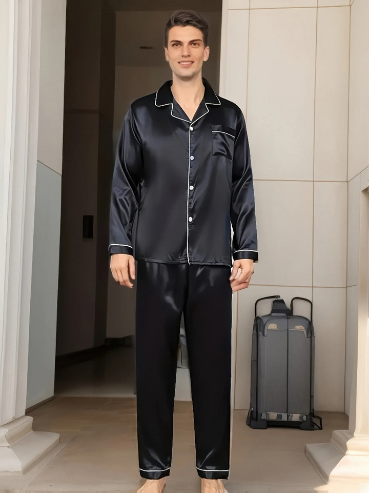 Ricky | Heren Pyjama Set Van Zijde Satijn | Comfortabele Slaapset voor Mannen