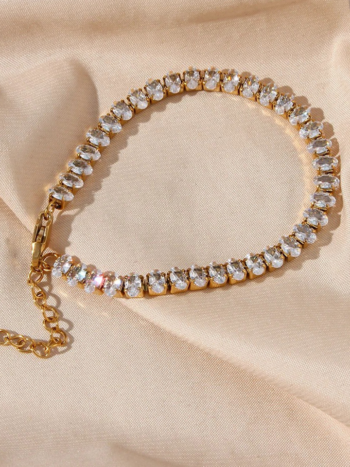 Zuley | Dames Tennis Armband Ovaal Goud | Elegante Bracelet voor Vrouwen