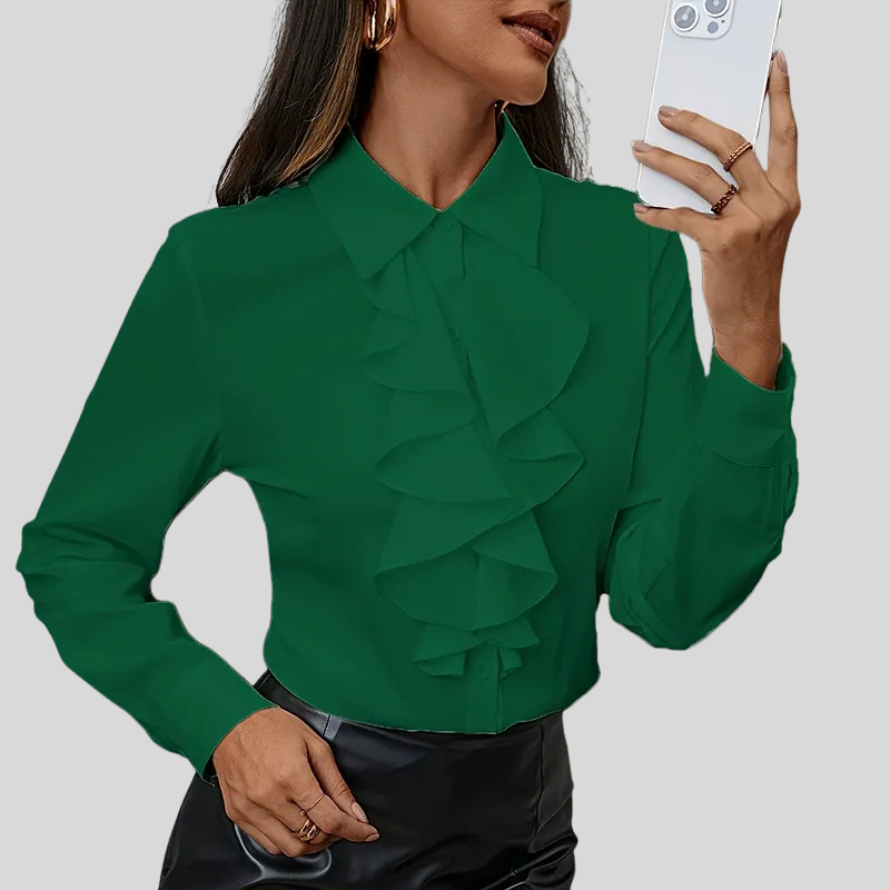 Carolina | Elegante Dames Blouse met Ruches | Nette Overhemd Stijl Vrouwen