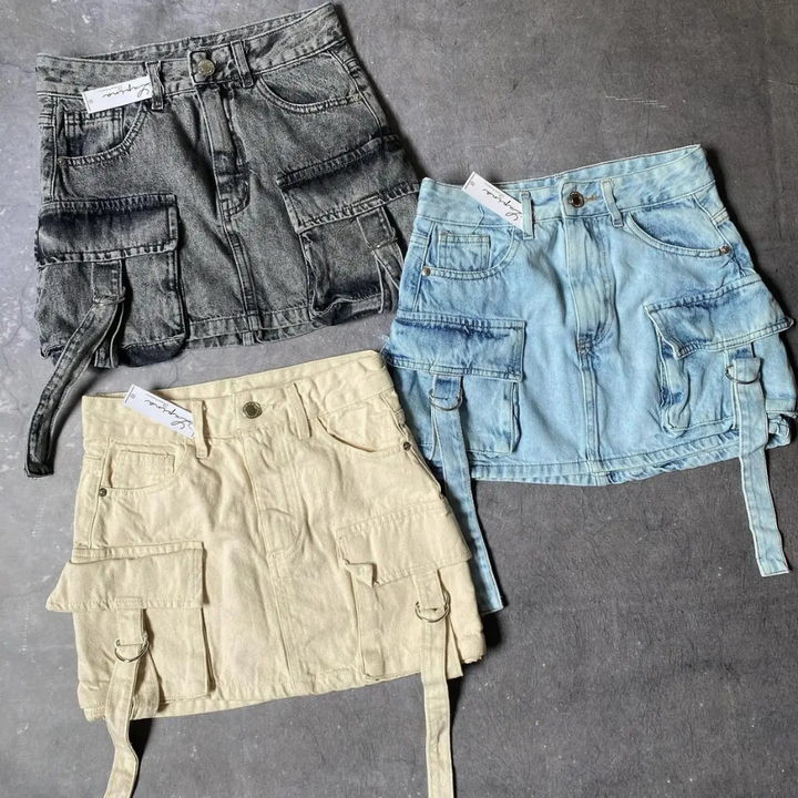 Eline | A-lijn Denim Dames Rok In Effen Kleur