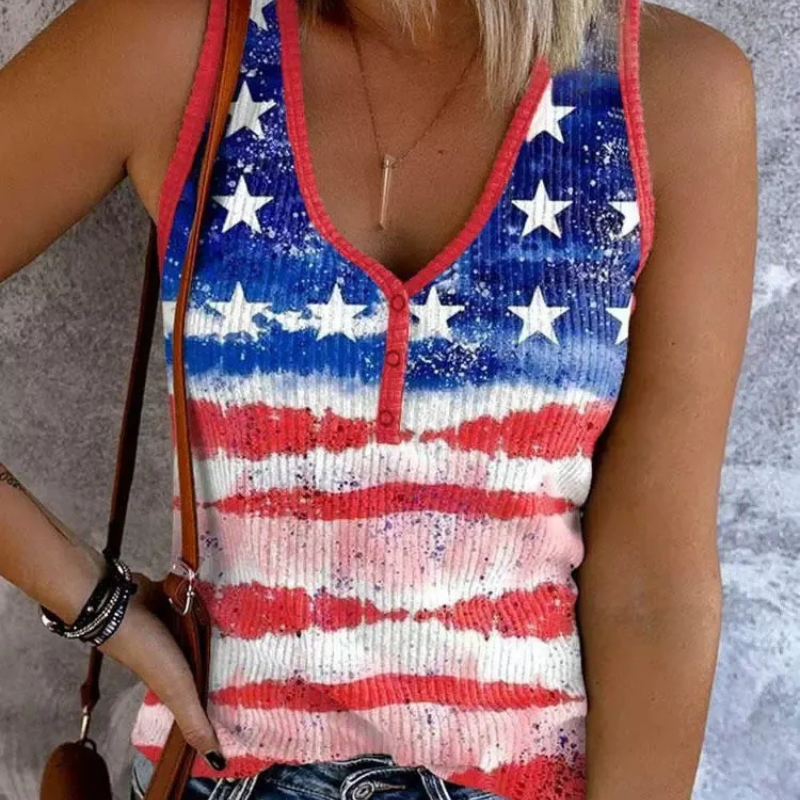 Amanda |  Dames Zomer Tanktop | Vrouwen Regenboog Gestreepte Tanktop Shirt