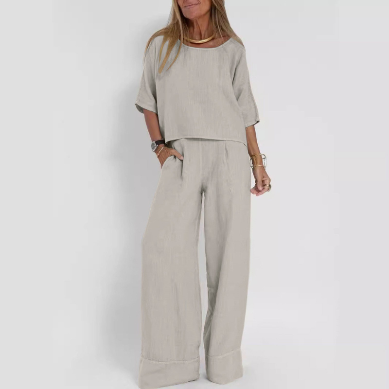 Irene | Dames Luchtig Tweedelig Pak met Hoge Taille Broek voor Vrouwen