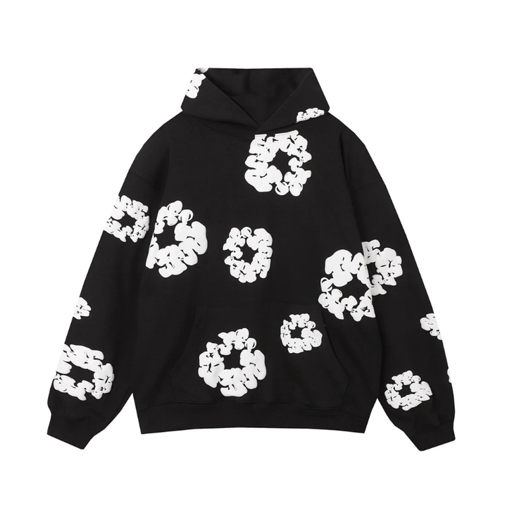 Deni | Denim Hoodie Met Bloemenprint en Capuchon | Dames