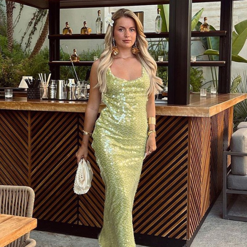 Flora | Elegante Dames Jurk | Stralende Lange Jurk Met Glitter