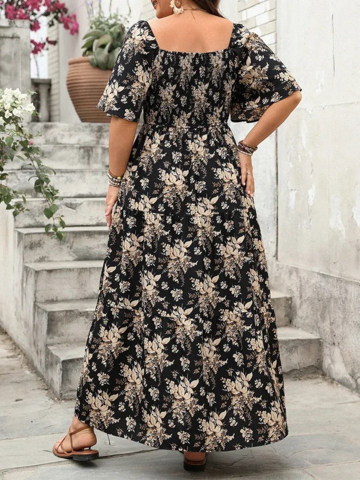 Dewi | Plus-Size Boho Dames Maxi-Jurk Met Bloemenprint