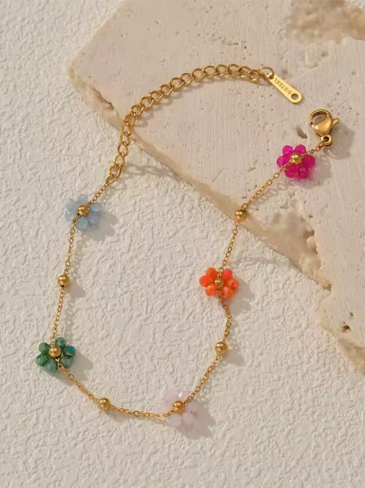 Zoella | Vrolijke Gouden Armband Met Gekleurde Bloemen