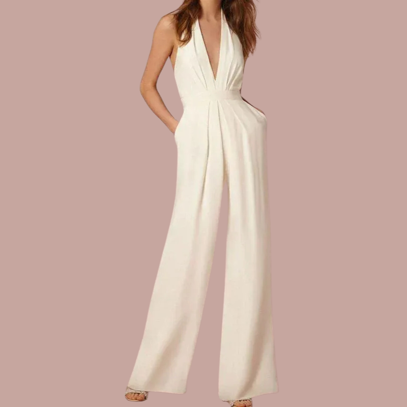 Verana | Stijlvolle Mouwloze Dames Jumpsuit | Wijde Pijpen En Diepe V-Hals