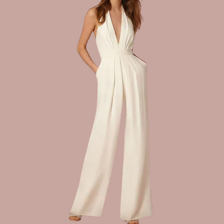 Verana | Stijlvolle Mouwloze Dames Jumpsuit | Wijde Pijpen En Diepe V-Hals