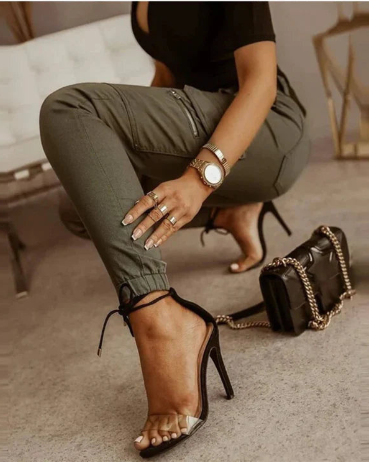 Micha | Dames Broek | Cargo Skinny Jeans | Elastische Enkelboorden