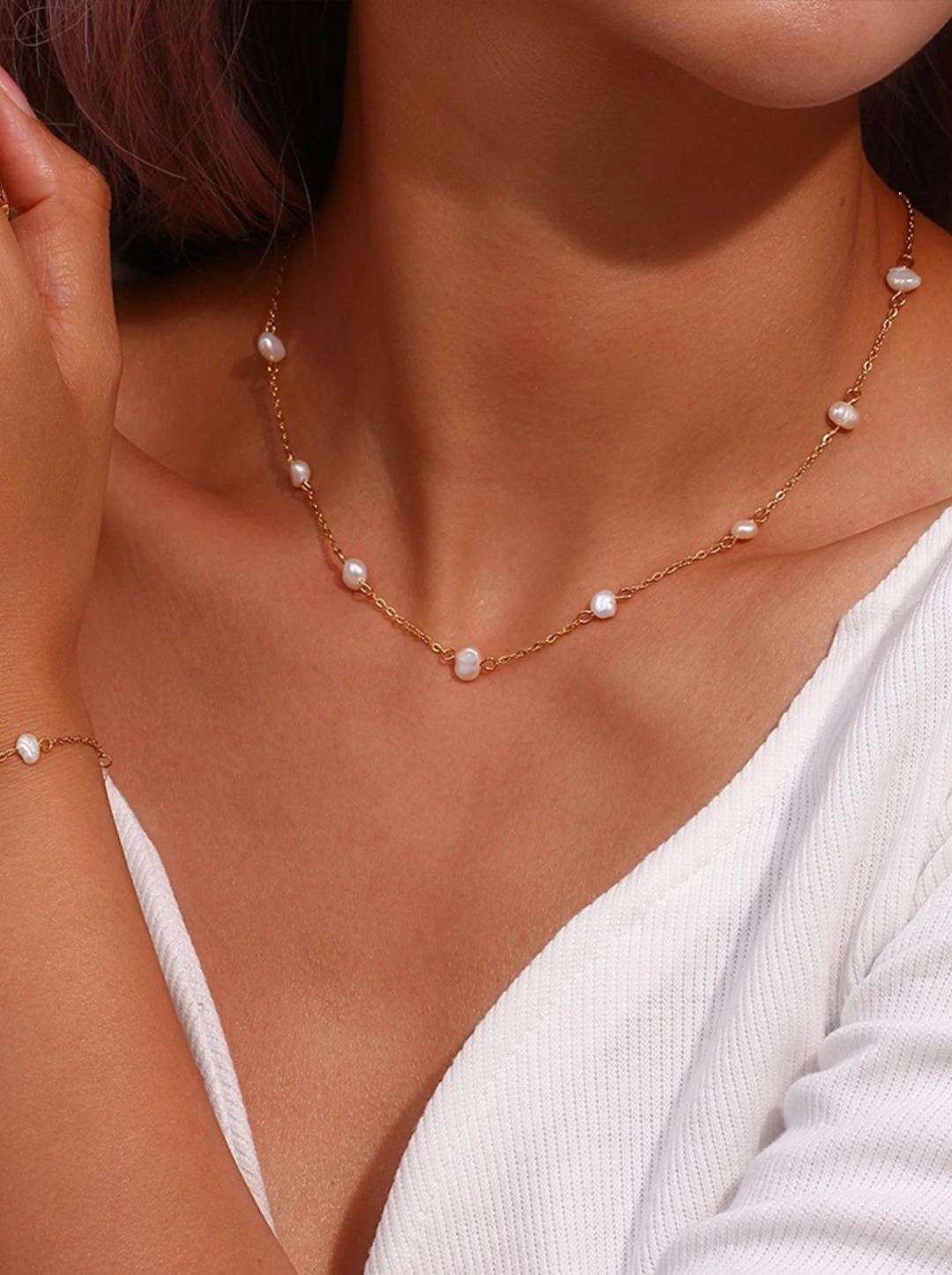 Zuley | Dames Zoetwaterparel Ketting Goud | Chique Parel Ketting voor Vrouwen