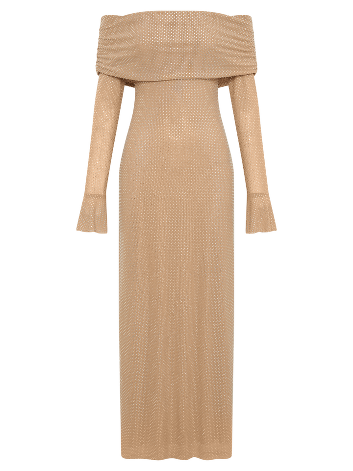 Sehan | Elegante Dames Jurk | Glinsterende Lange Jurk met Schouderstukken