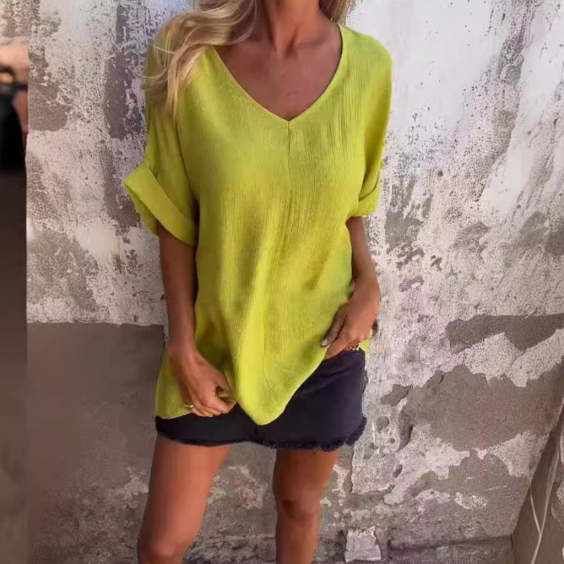 Lizzy | Dames T-shirt V-hals | Comfortabel Vrouwen Shirt Top