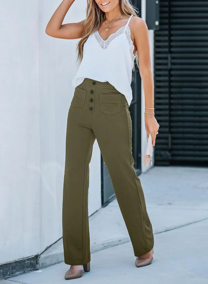 Loren | Dames Hoge Taille Wijde Broek voor Casual Comfort voor Vrouwen
