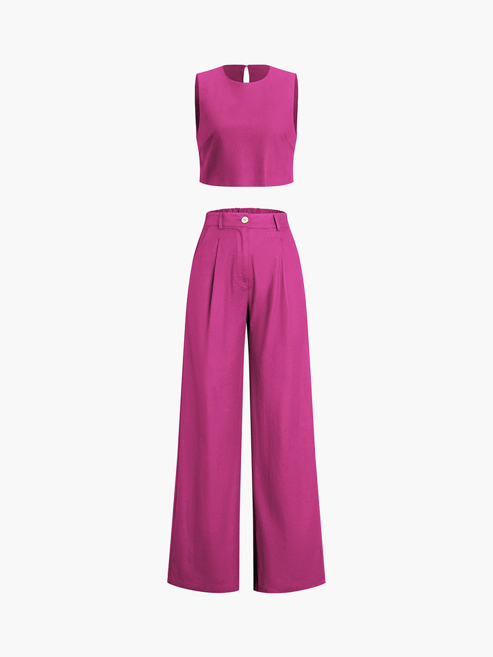Dima | Boho Twee-Delige Set Met Broek | Wijd Uitlopende Broek | Casual Crop Top