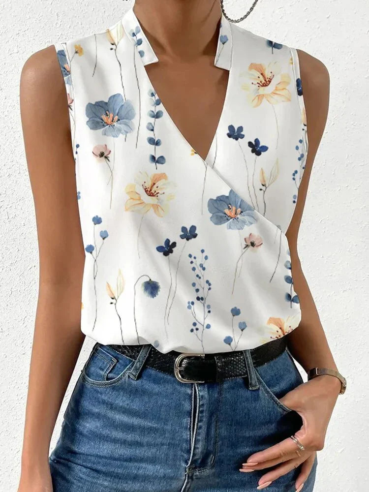 Nella | Stijlvol Mouwloos Dames Zomer Top met V-hals | Casual Vrouwen Blouse