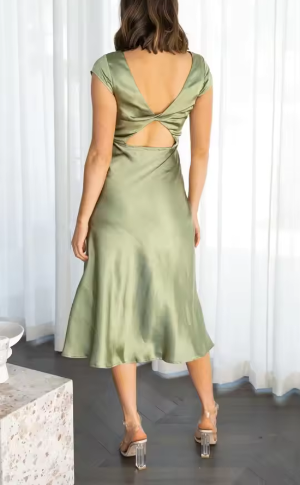 Krissy | Dames Jurk | Elegante Vrouwen Midi Jurk met Open Rug