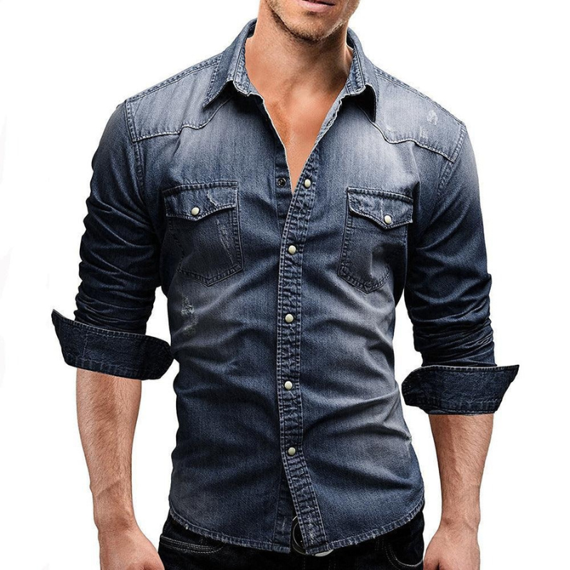 Adi | Denim Retro Heren Overhemd | Stijlvolle Casual Kleding