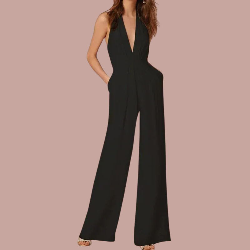 Verana | Stijlvolle Mouwloze Dames Jumpsuit | Wijde Pijpen En Diepe V-Hals