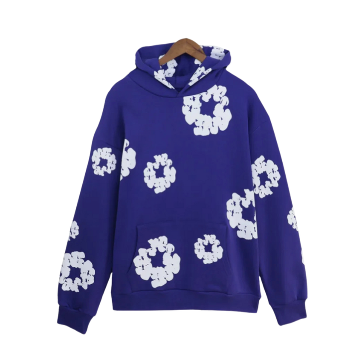 Deni | Denim Hoodie Met Bloemenprint en Capuchon | Dames