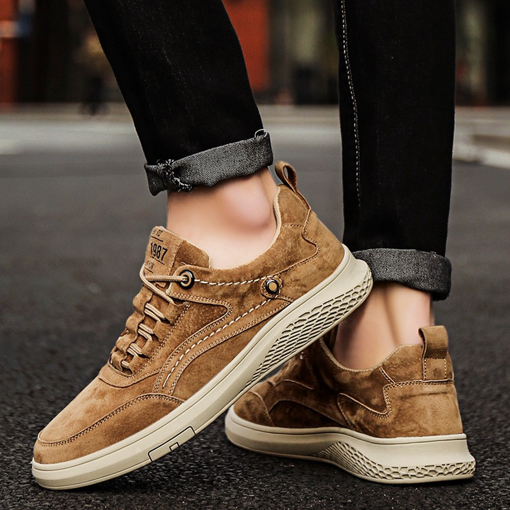 Lorenzo - Heren Sneakers - Italiaanse Suède Sneakers - Casual en Comfortabel