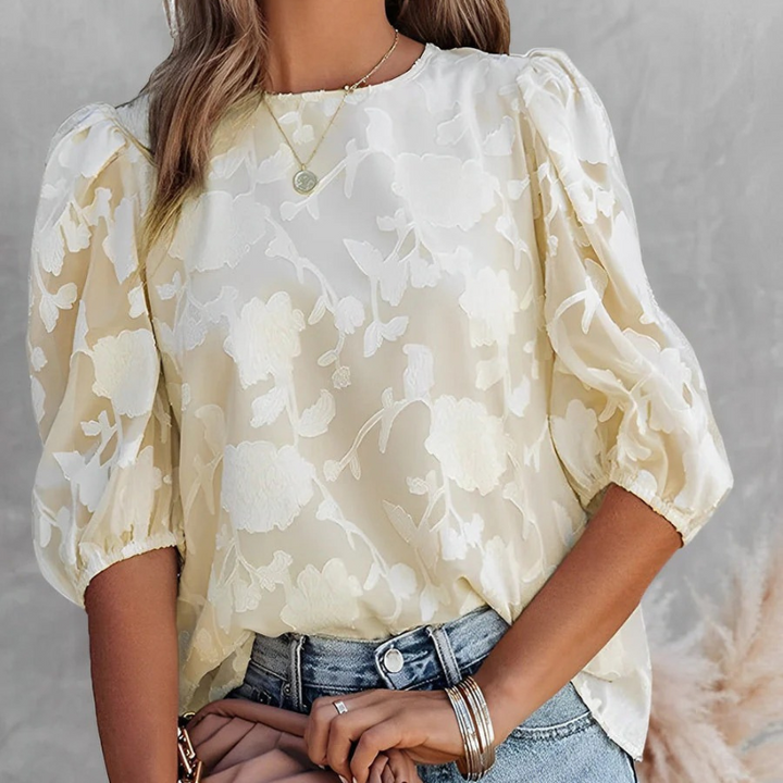 Fiona | Elegante Dames Top Met Pofmouwen