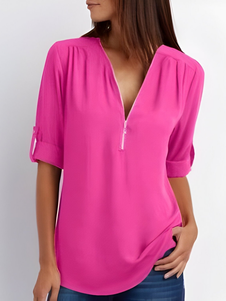 Amara | Stijlvolle Dames Blouse Met Halve Rits