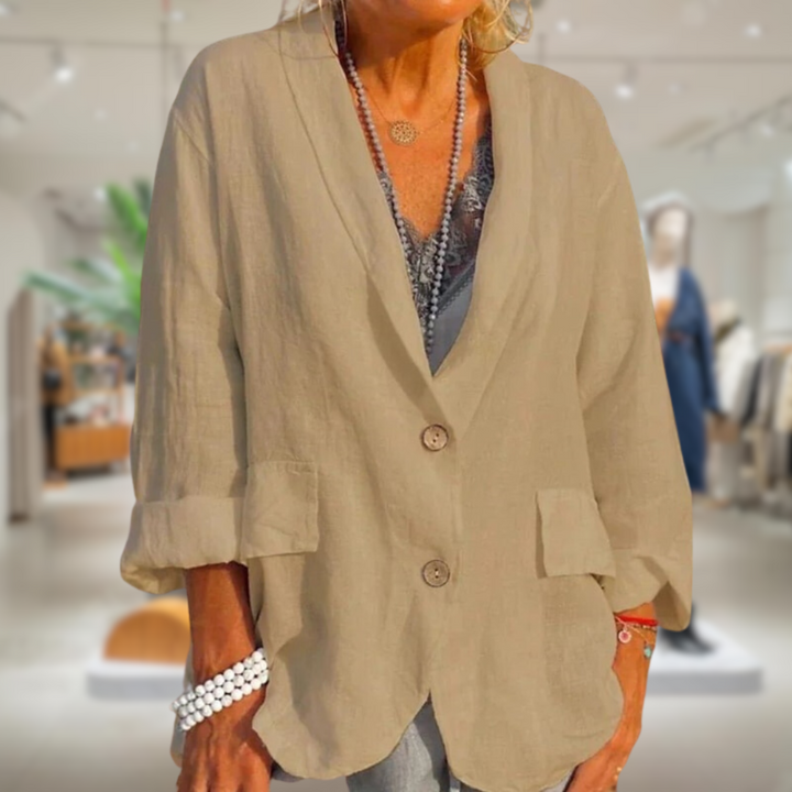 Linah | Trendy Dames Jas | Linnen Zomerjas | Luchtig En Verfijnd | Perfect Voor Zomerse Dagen