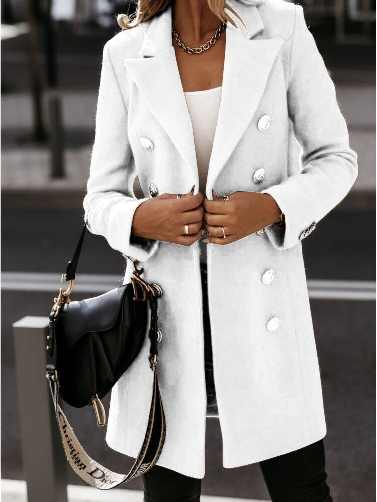 Zoe | Dames Jas | Elegante Trenchcoat In Wollook | Trendy & Comfortabel