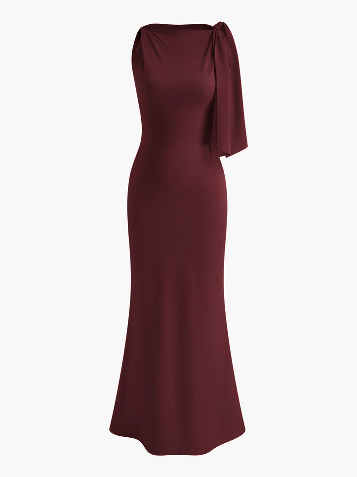 Fiona | Elegante Dames Jurk | Prachtige Geknoopte Mouwloze Lange Jurk