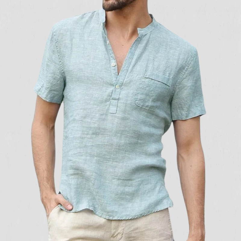 Ricks | Linnen Heren Blouse | Overhemd Met Korte Mouwen | Lente/Zomer