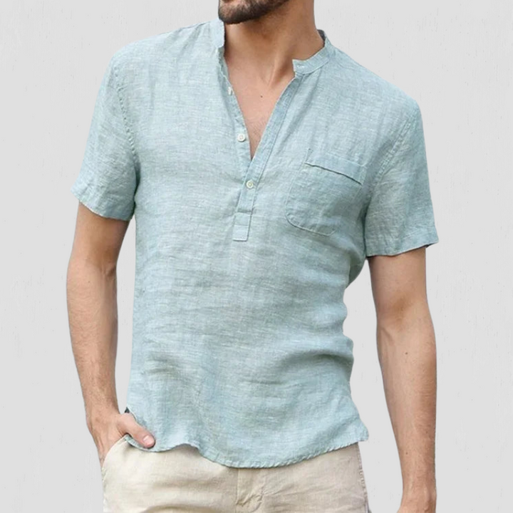 Ricks | Linnen Heren Blouse | Overhemd Met Korte Mouwen | Lente/Zomer