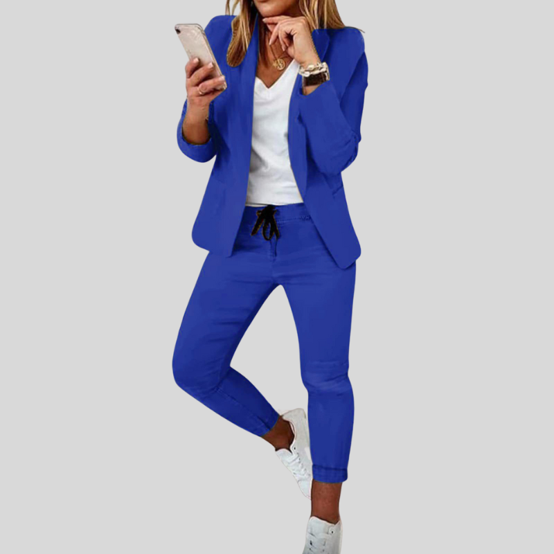 Mary | Tweedelige Set met Getailleerde Geruite Blazer en Bijpassende Broek