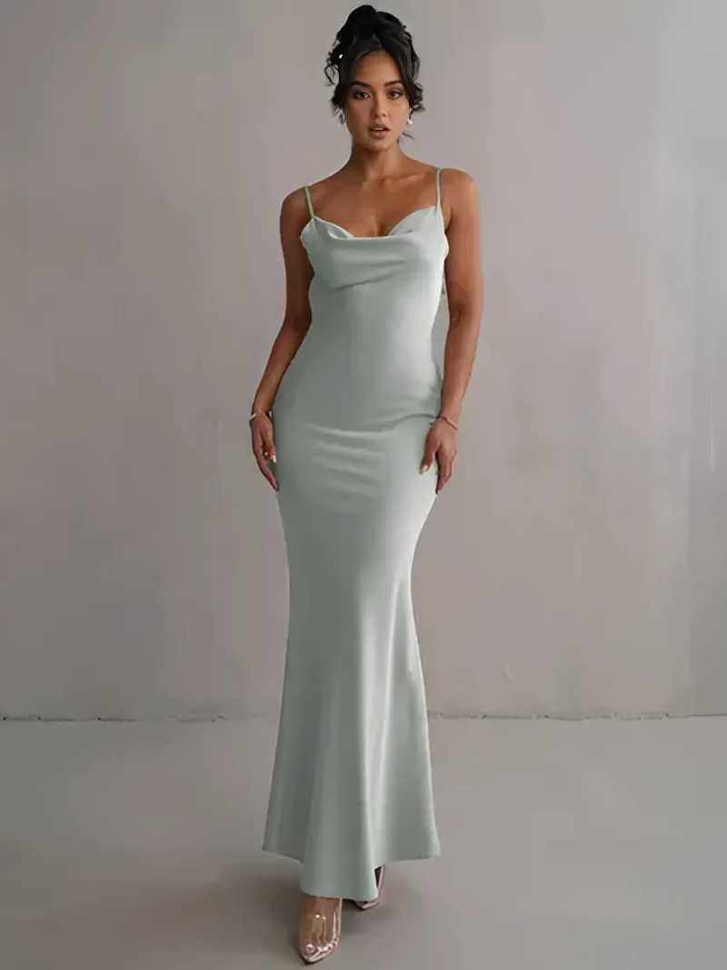Jassi | Stijlvolle Dames Maxi-Jurk met Watervalhals