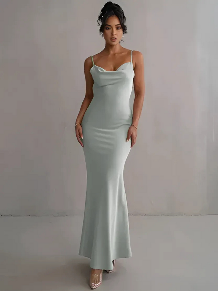 Jassi | Stijlvolle Dames Maxi-Jurk met Watervalhals