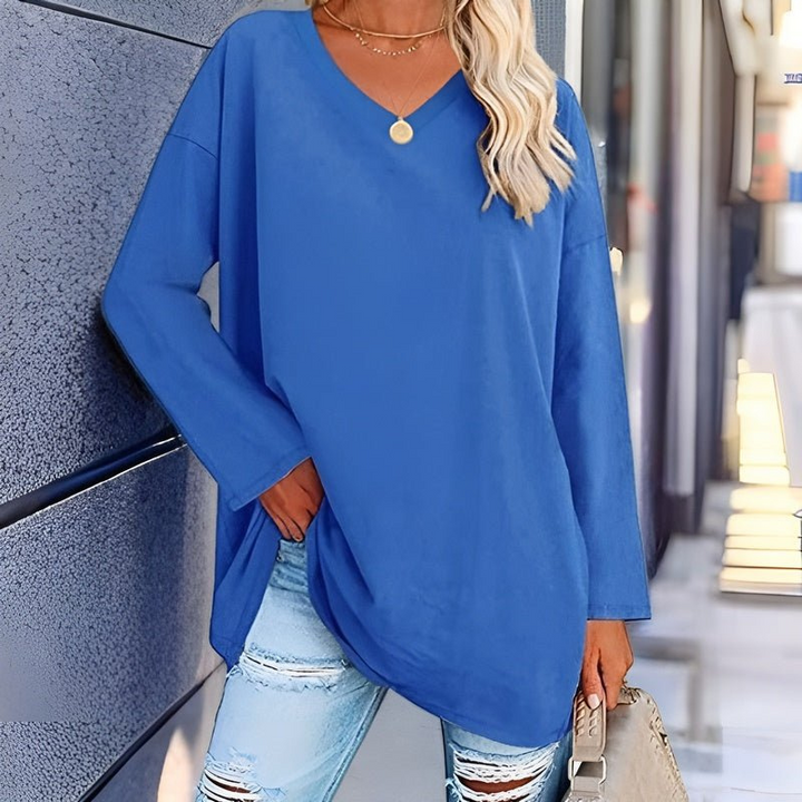 Mandy | Dames Trendy Dunne Zomer Trui | Vrouwen Shirt met Lange Mouwen
