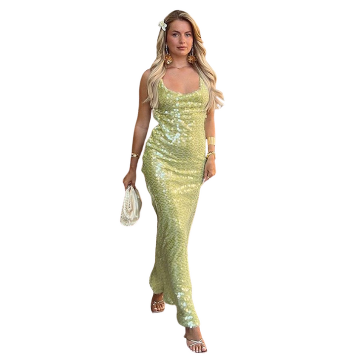 Flora | Elegante Dames Jurk | Stralende Lange Jurk Met Glitter