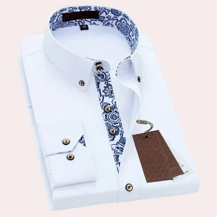 Idolo | Klassiek Heren Overhemd | Lange Mouwen Heren Blouse