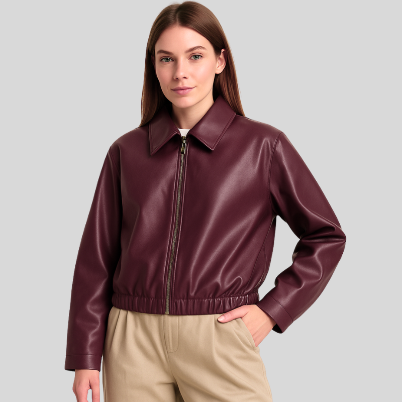 Ikky | Leren Dames Jas | Relaxte Pasvorm | Ritssluiting